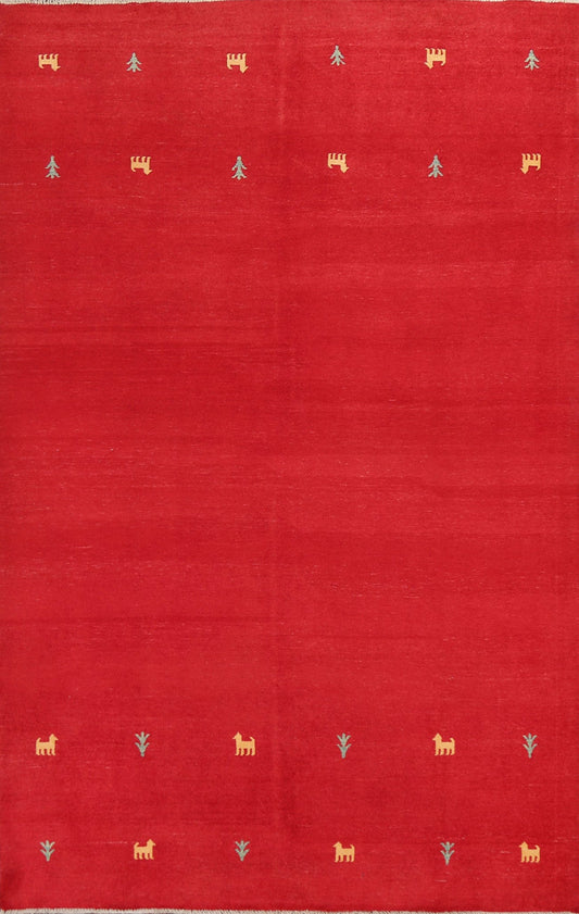 Red Wool Gabbeh Kashkoli Oriental Area Rug 7x10