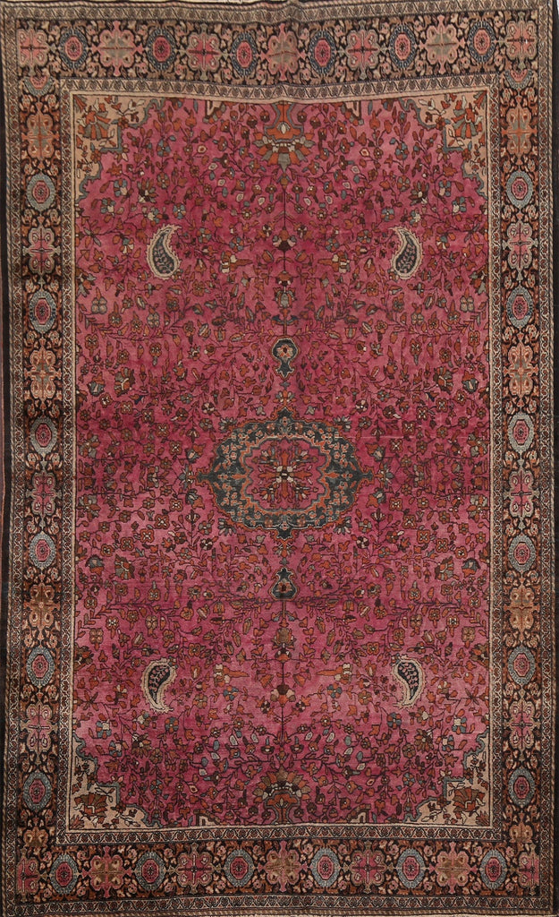 Pre-1900 Antique Vegetable Dye Sarouk Farahan Persian Rug 4x7