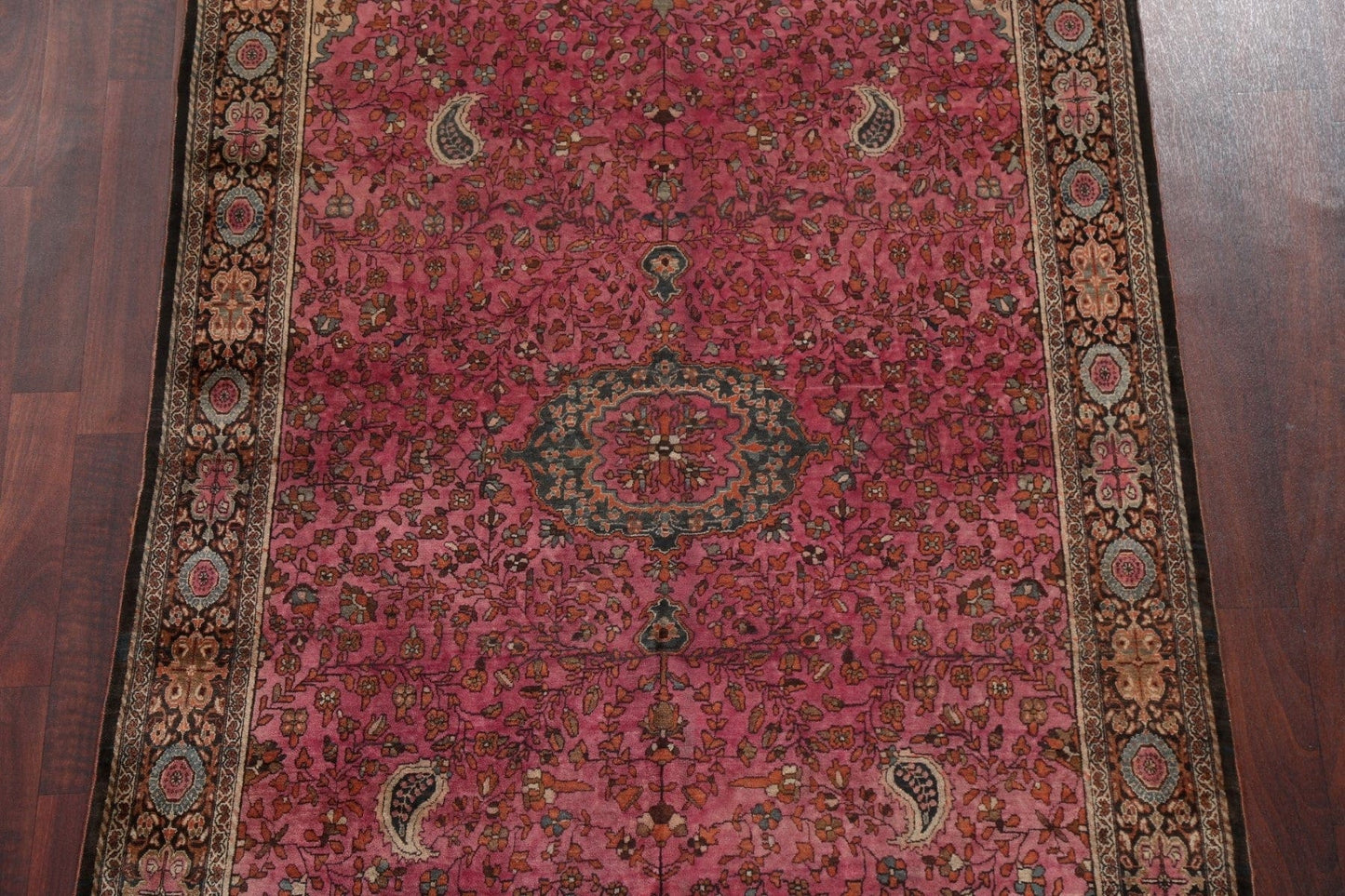 Pre-1900 Antique Vegetable Dye Sarouk Farahan Persian Rug 4x7