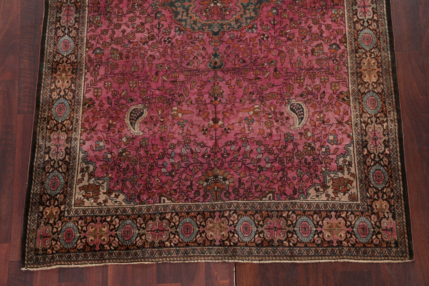 Pre-1900 Antique Vegetable Dye Sarouk Farahan Persian Rug 4x7