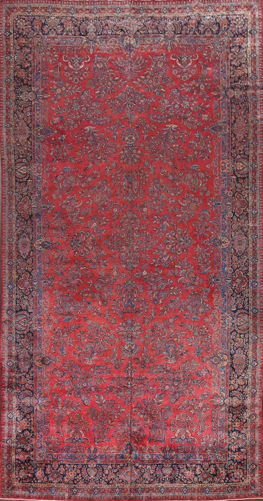 Pre-1900 Antique Vegetable Dye Kashan MANCHESTER Wool Persian Rug 11x20