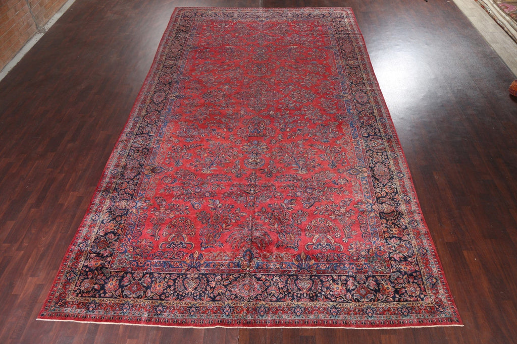 Pre-1900 Antique Vegetable Dye Kashan MANCHESTER Wool Persian Rug 11x20