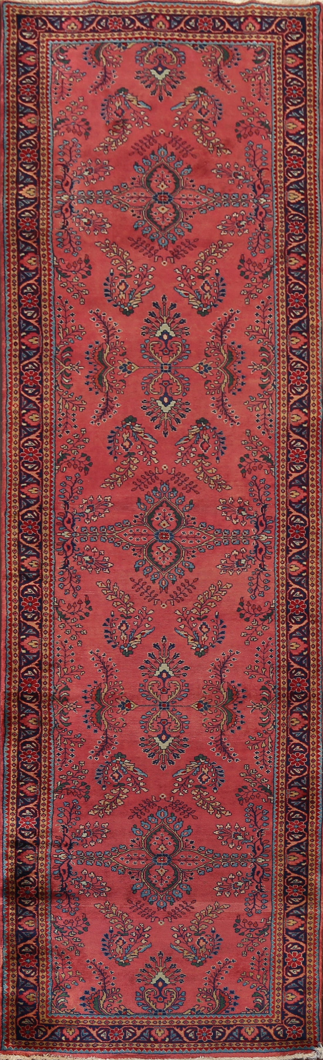 Vegetable Dye Vintage Sarouk Persian Runner Rug 3x12