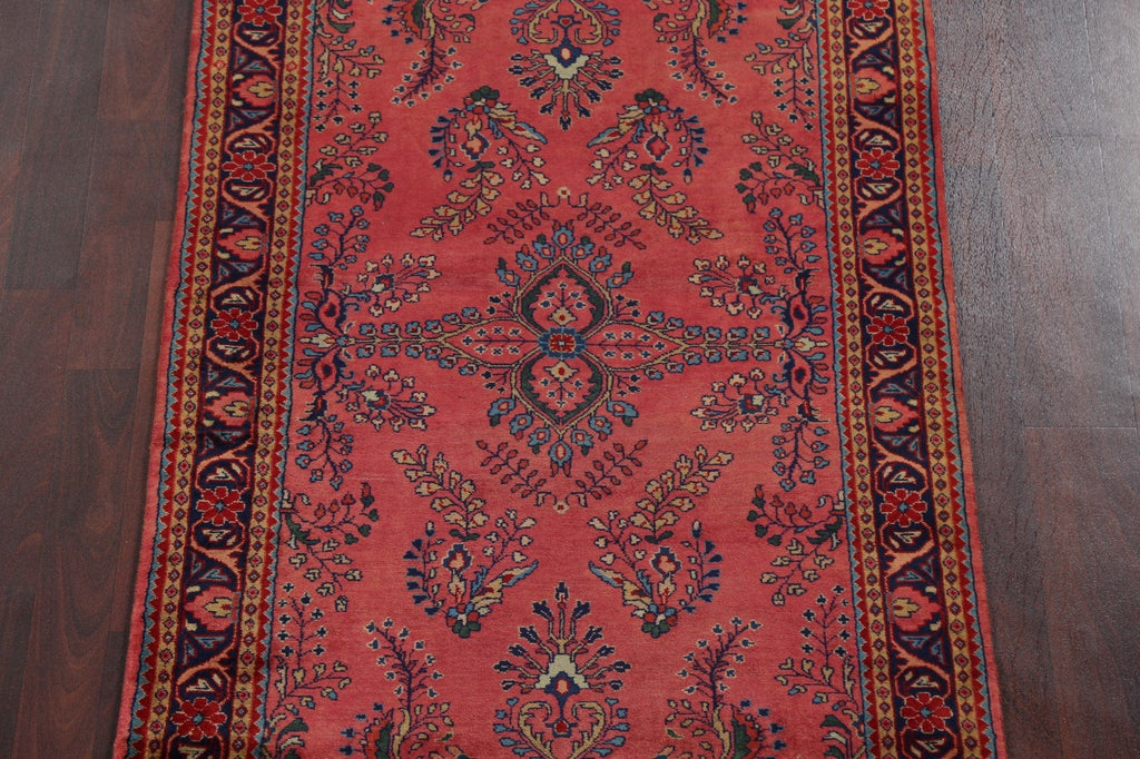 Vegetable Dye Vintage Sarouk Persian Runner Rug 3x12