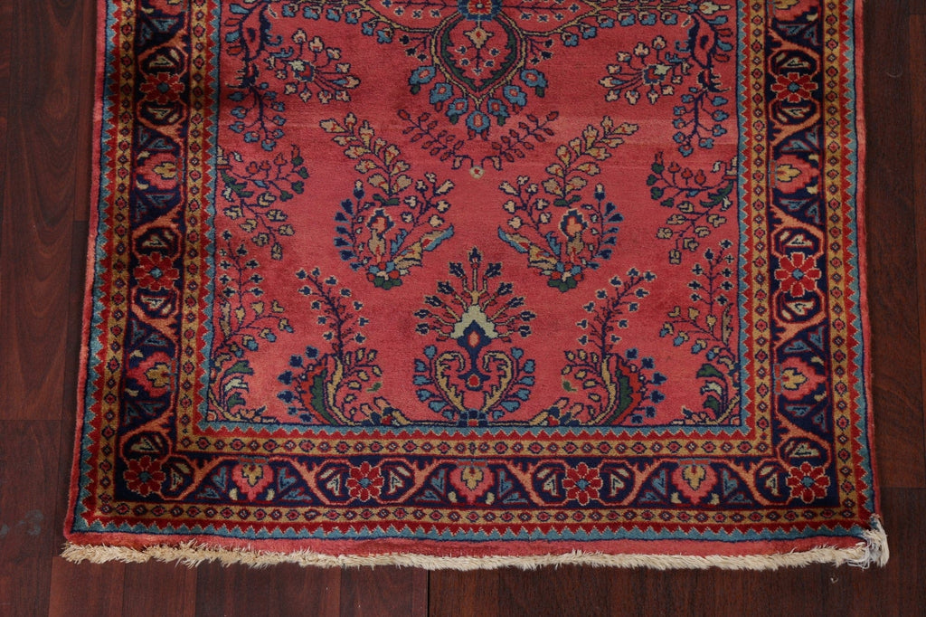 Vegetable Dye Vintage Sarouk Persian Runner Rug 3x12