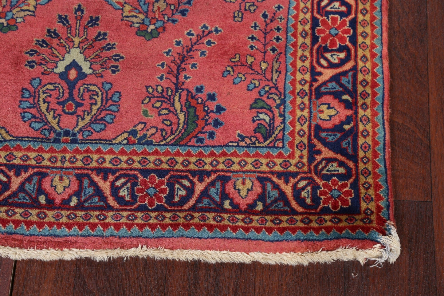 Vegetable Dye Vintage Sarouk Persian Runner Rug 3x12