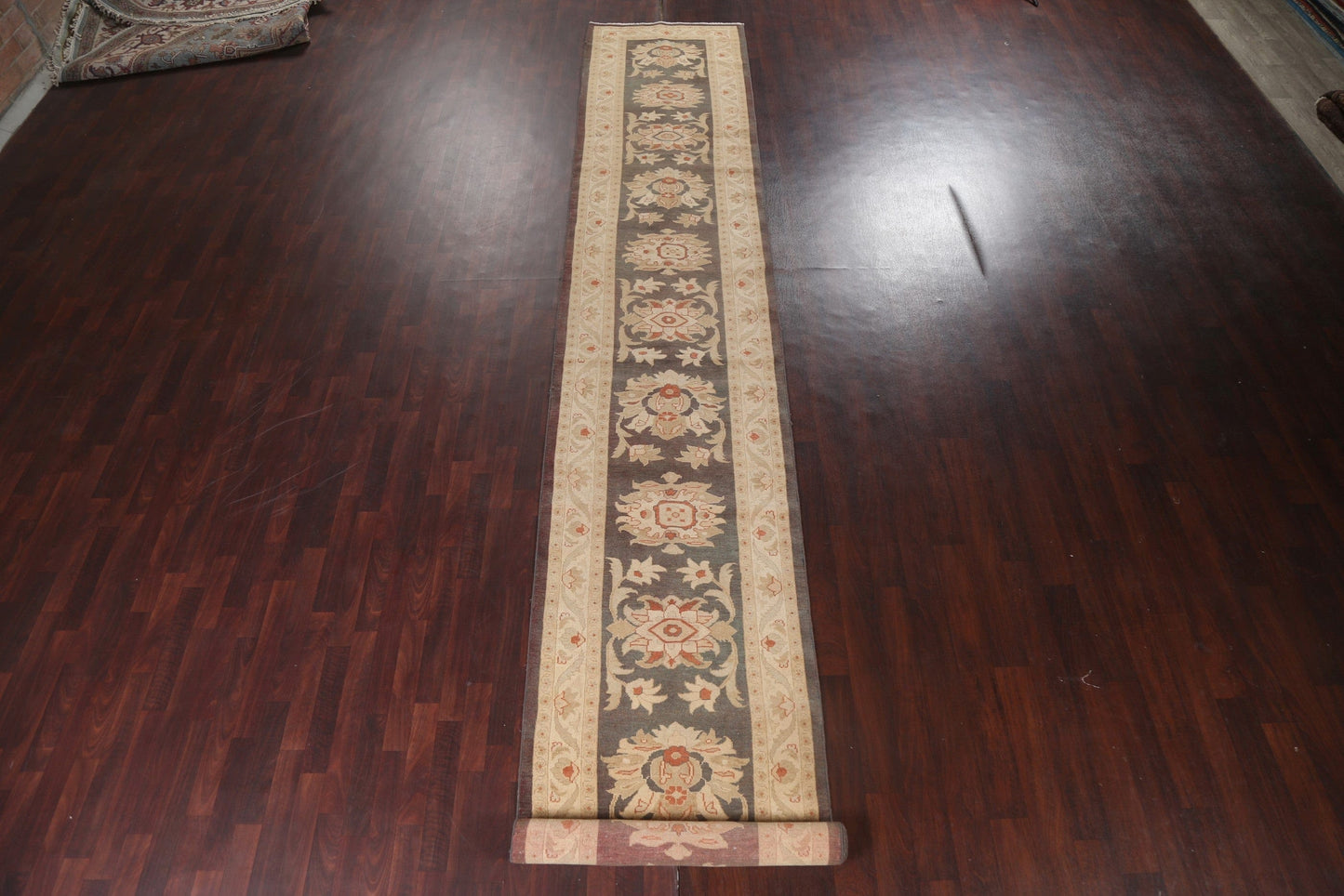 Vegetable Dye Wool Oushak Turkish Runner Rug 3x23