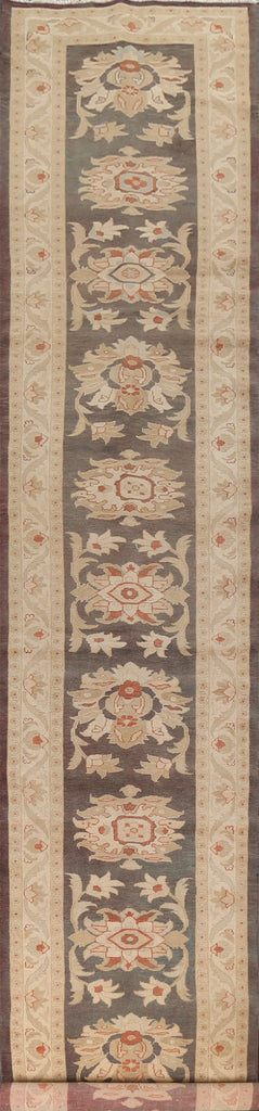 Vegetable Dye Wool Oushak Turkish Runner Rug 3x23