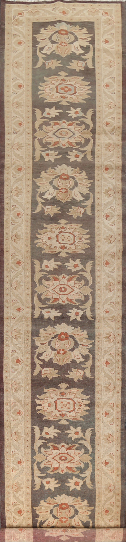 Vegetable Dye Wool Oushak Turkish Runner Rug 3x23