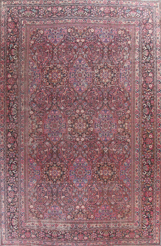 Antique Vegetable Dye Large Mashad Persian Rug 13x17