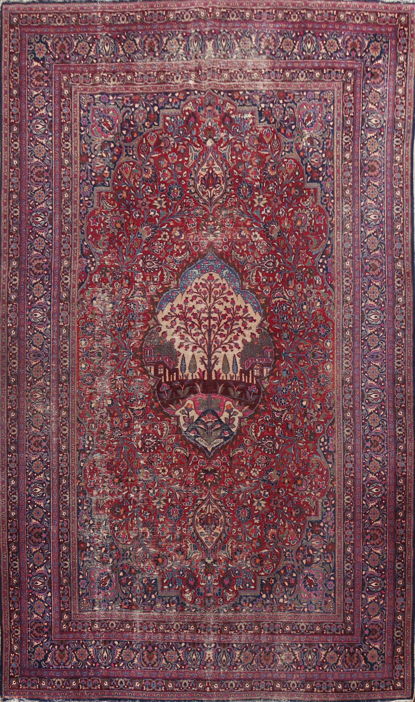 Antique Vegetable Dye Mashad Wool Persian Rug 10x16