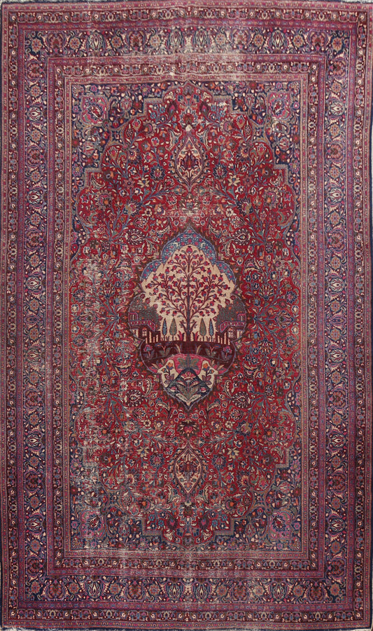 Antique Vegetable Dye Mashad Wool Persian Rug 10x16
