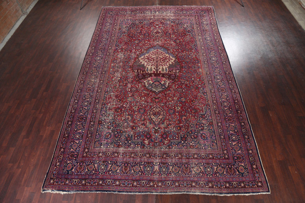 Antique Vegetable Dye Mashad Wool Persian Rug 10x16