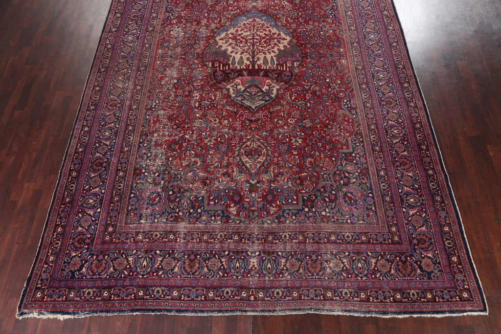 Antique Vegetable Dye Mashad Wool Persian Rug 10x16