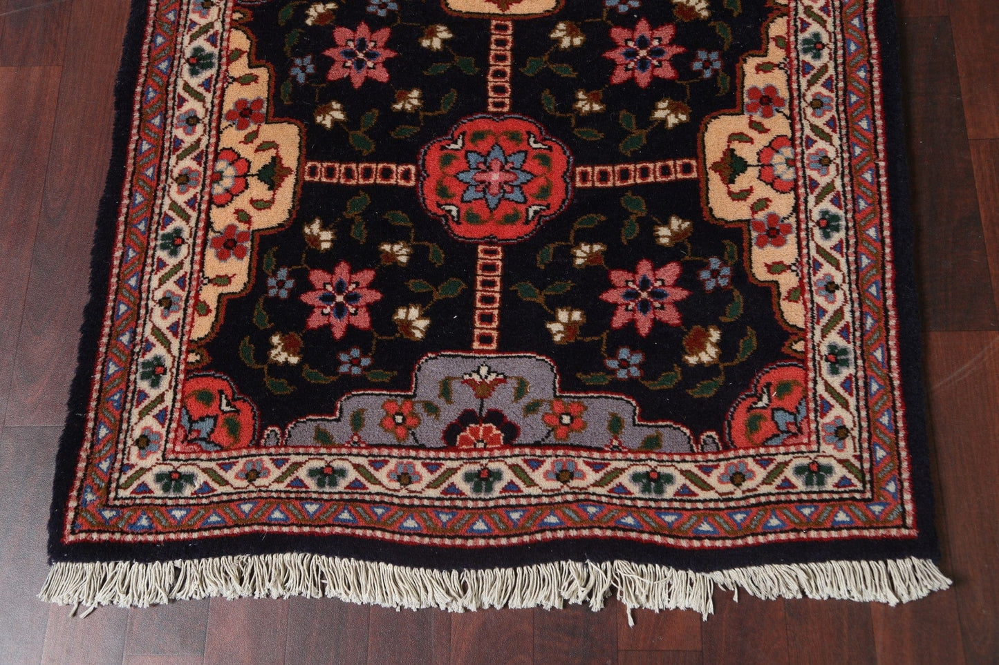 Vegetable Dye Wool Sarouk Persian Runner Rug 3x33