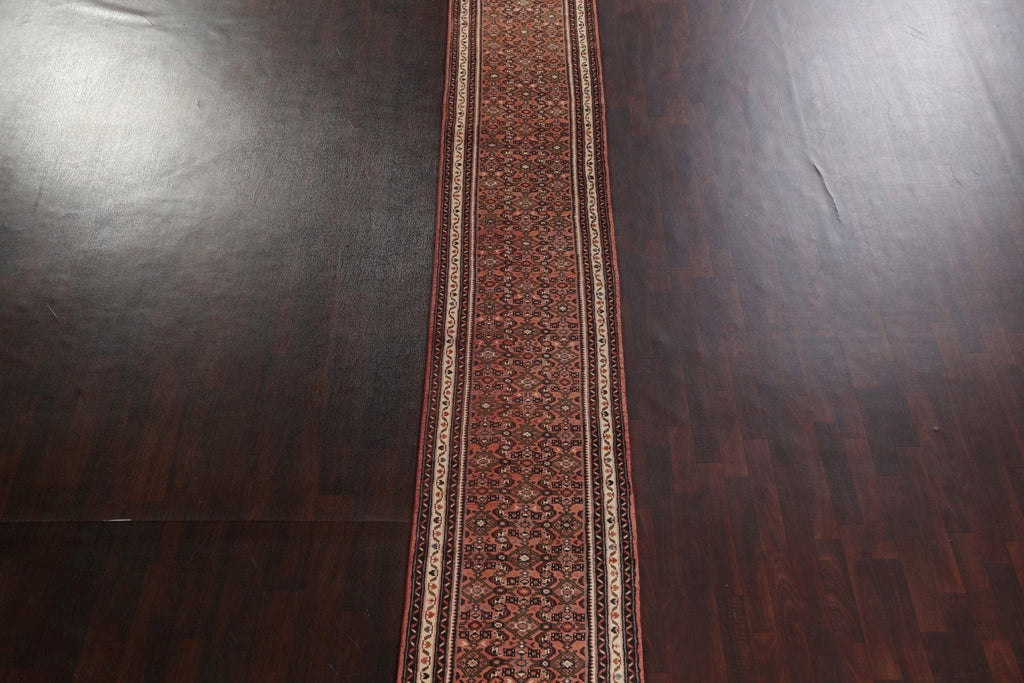 Vegetable Dye Wool Hossainabad Persian Runner Rug 2x46