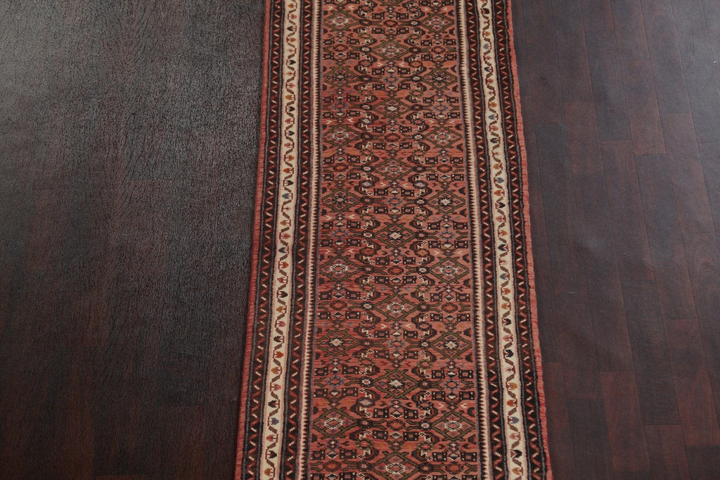 Vegetable Dye Wool Hossainabad Persian Runner Rug 2x46