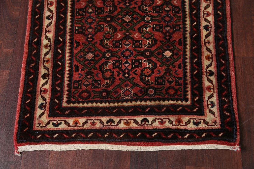 Vegetable Dye Wool Hossainabad Persian Runner Rug 2x46