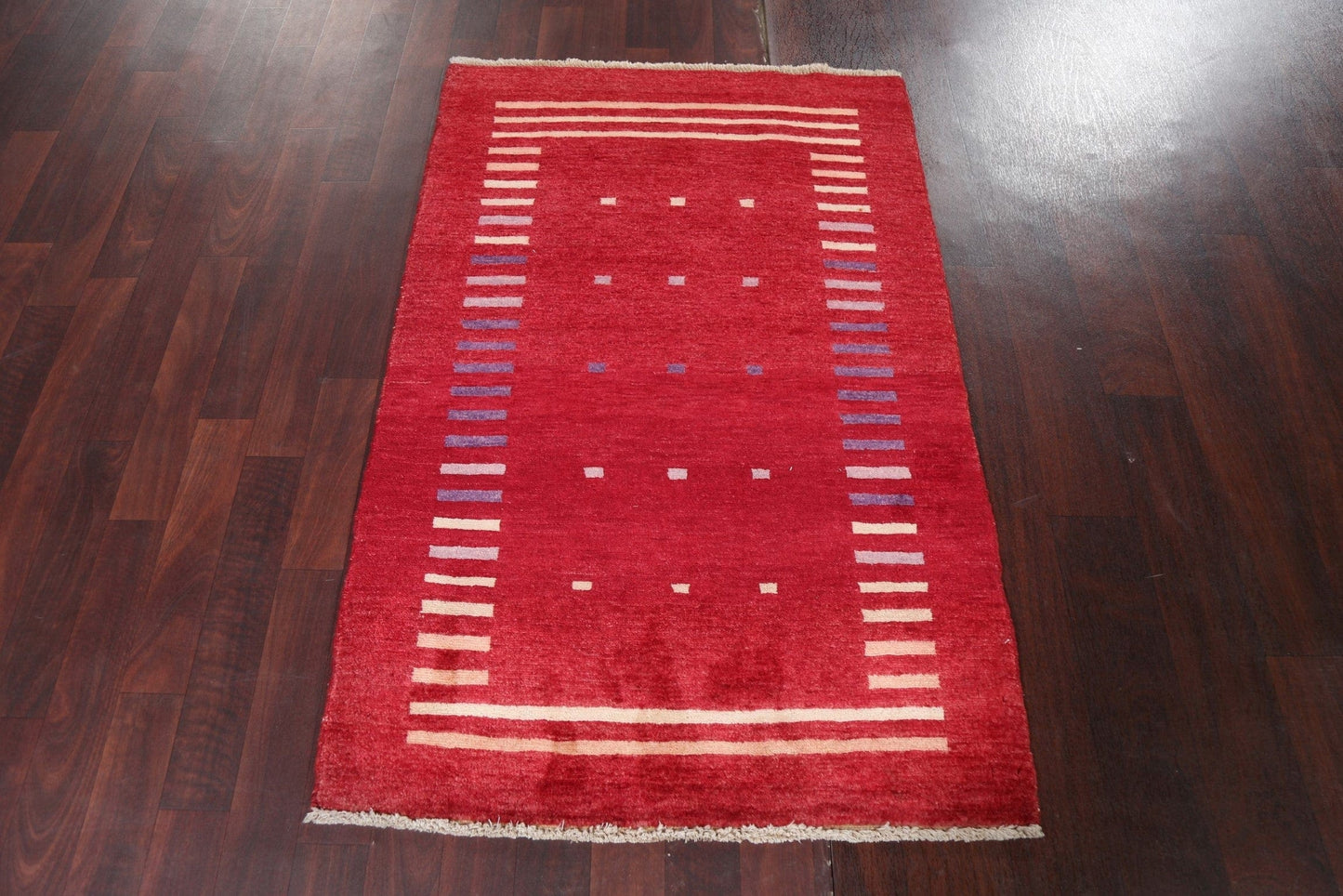 Red Gabbeh Kashkoli Oriental Wool Rug 3x4