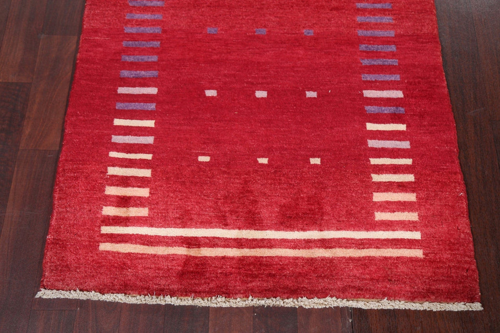 Red Gabbeh Kashkoli Oriental Wool Rug 3x4