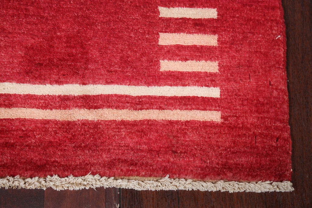 Red Gabbeh Kashkoli Oriental Wool Rug 3x4