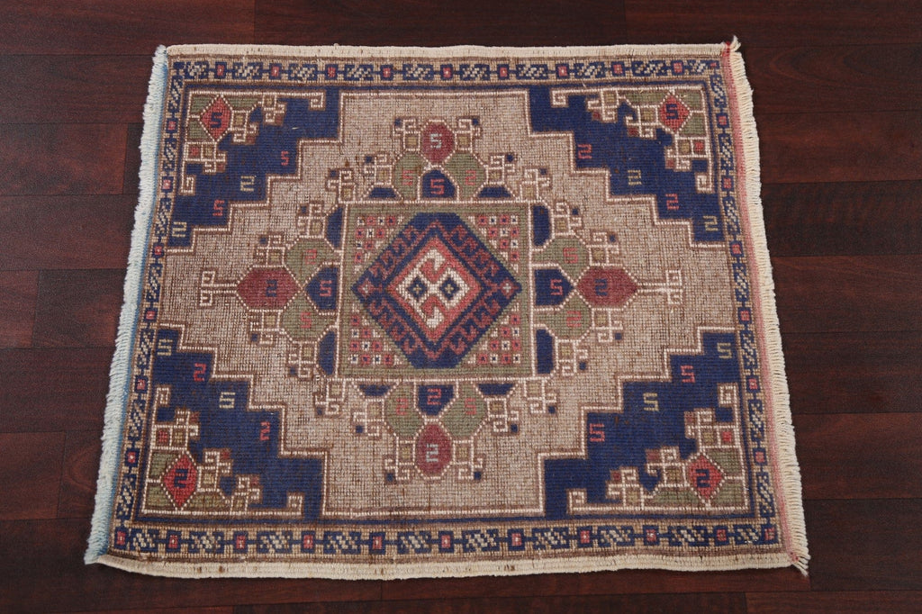 Square Wool Anatolian Handmade Turkish Rug 2x2