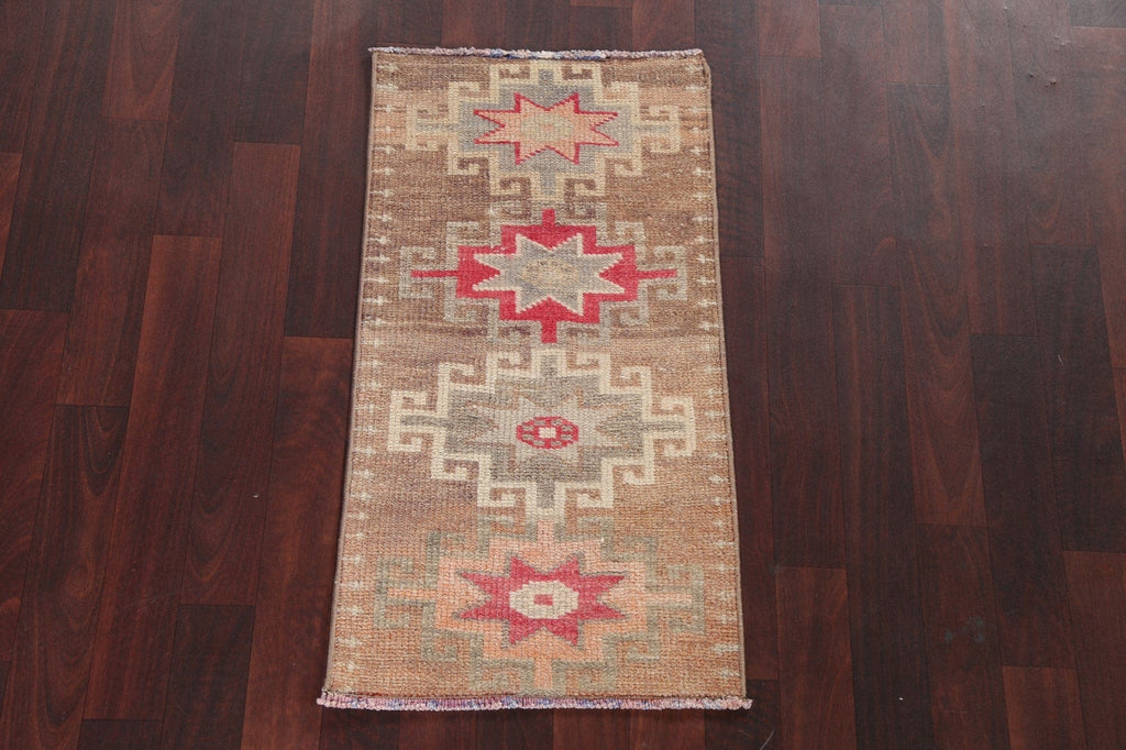 Antique Look Anatolian Turkish Wool Rug 1x3