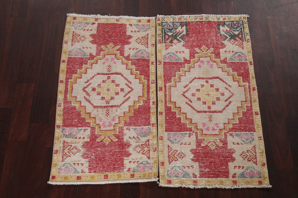 Set of 2 Vegetable Dye Anatolian Vintage Turkish Rugs 2x3