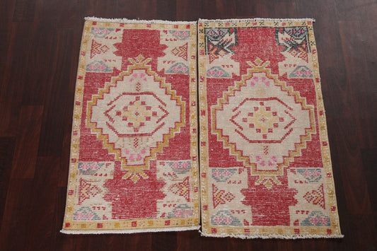 Set of 2 Vegetable Dye Anatolian Vintage Turkish Rugs 2x3