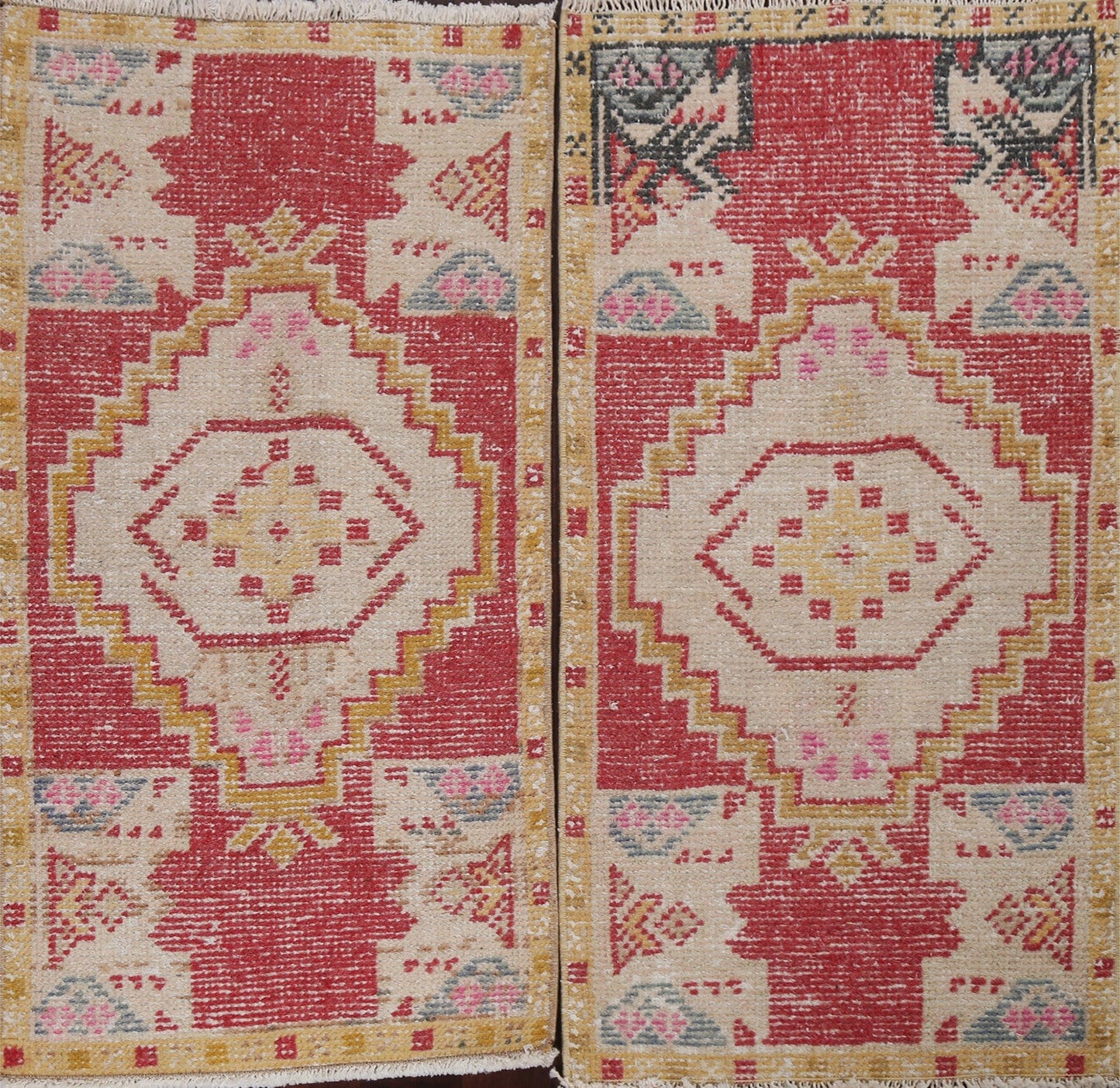 Set of 2 Vegetable Dye Anatolian Vintage Turkish Rugs 2x3