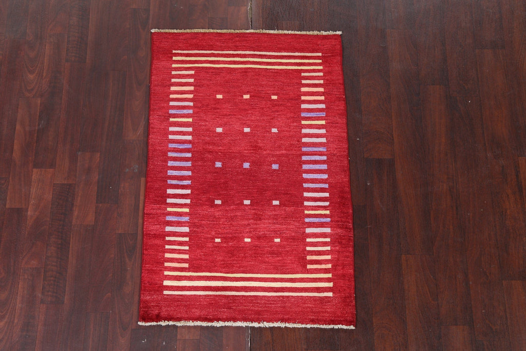 Red Wool Gabbeh Kashkoli Oriental Handmade Rug 3x4