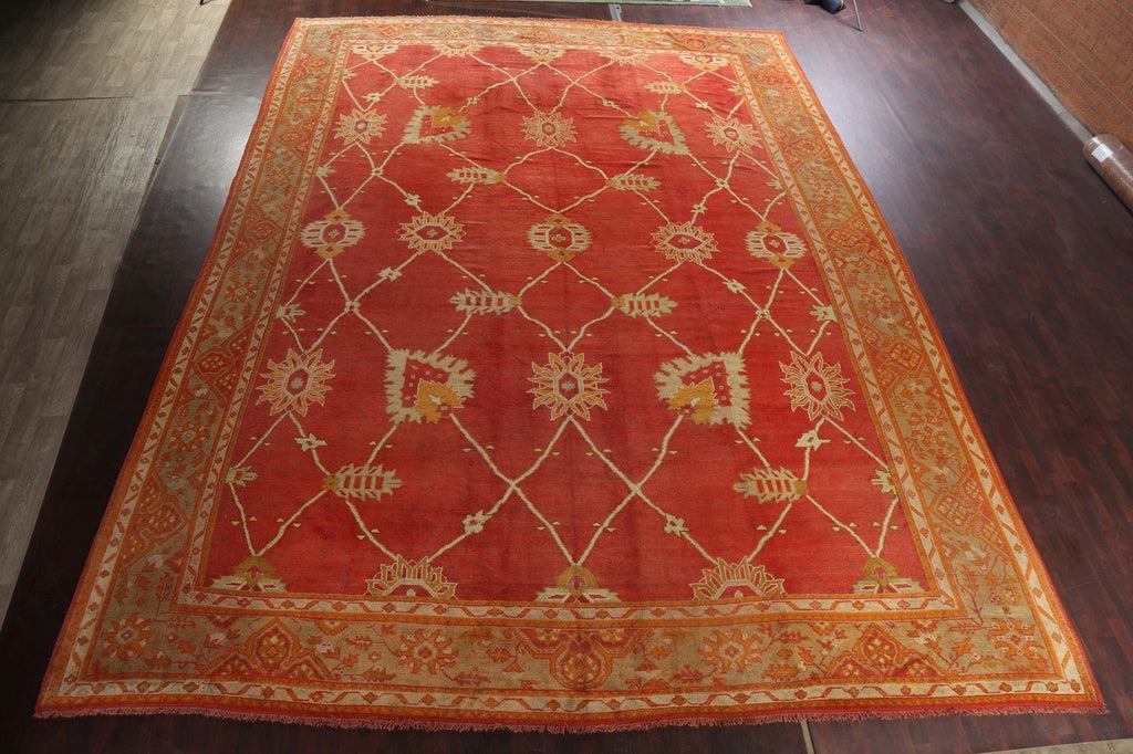 Pre-1900 Antique Oushak Handmade Turkish Rug 15x20 Vegetable Dye