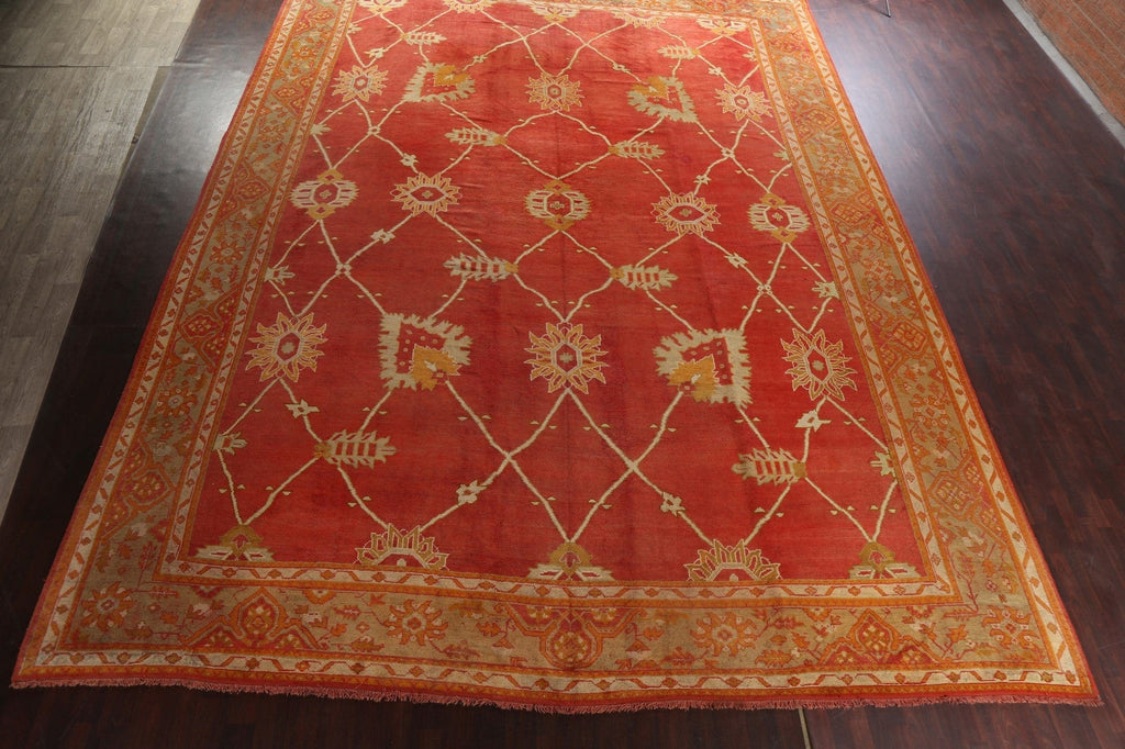 Pre-1900 Antique Oushak Handmade Turkish Rug 15x20 Vegetable Dye