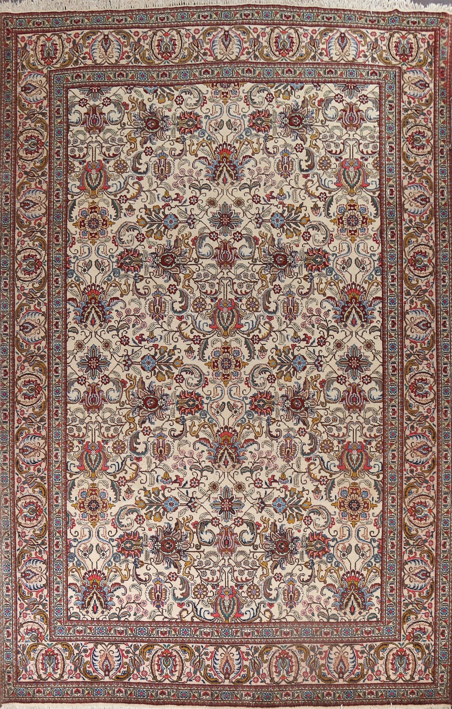 Vintage Floral Tabriz Persian Area Rug 10x13