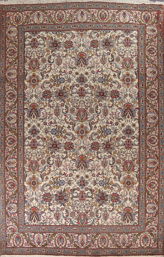 Vintage Floral Tabriz Persian Area Rug 10x13