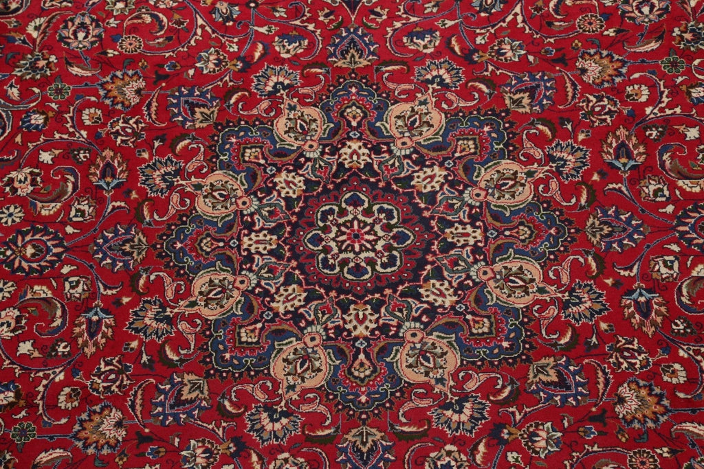 Traditional Red Wool Mashad Persian Area Rug 10x13