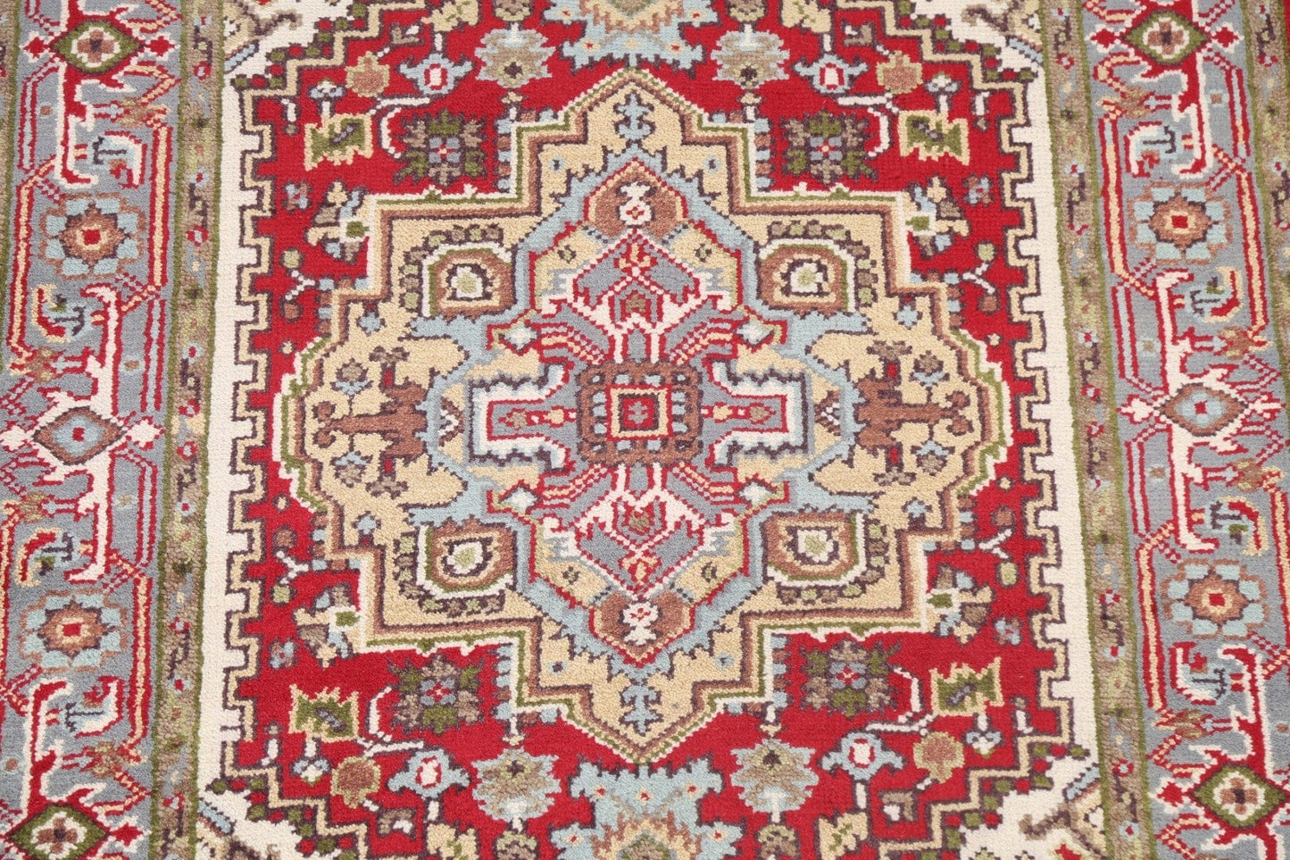 Red Handmade Heriz Oriental Wool Rug 4x6