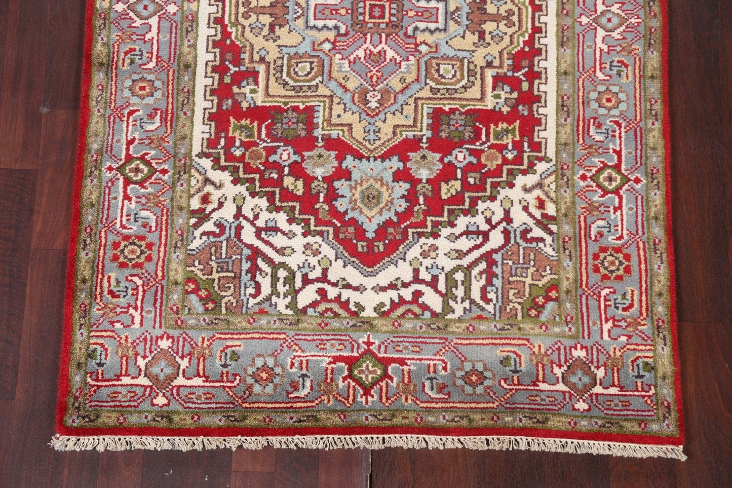 Red Handmade Heriz Oriental Wool Rug 4x6