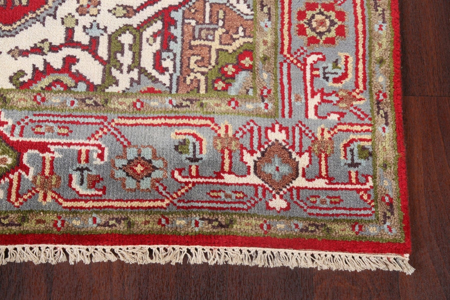 Red Handmade Heriz Oriental Wool Rug 4x6