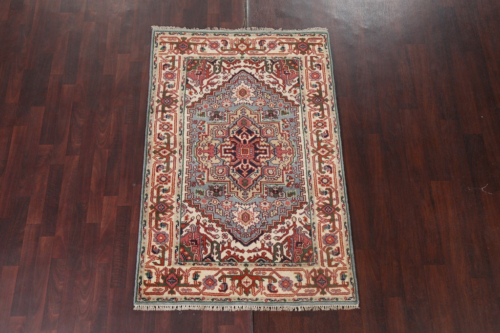 Hand-Knotted Wool Heriz Oriental Area Rug 4x6