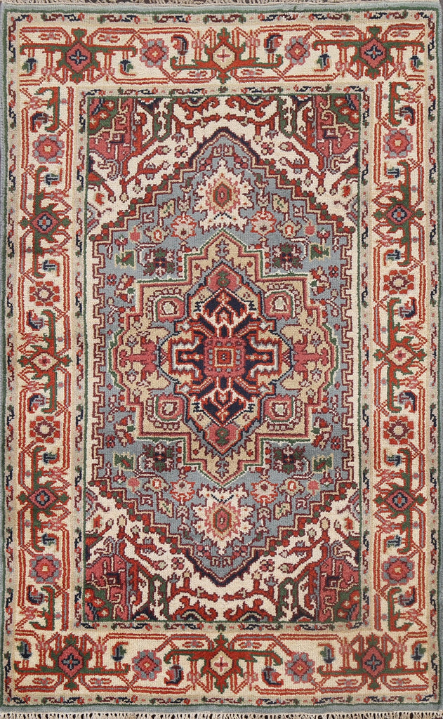 Hand-Knotted Wool Heriz Oriental Area Rug 4x6