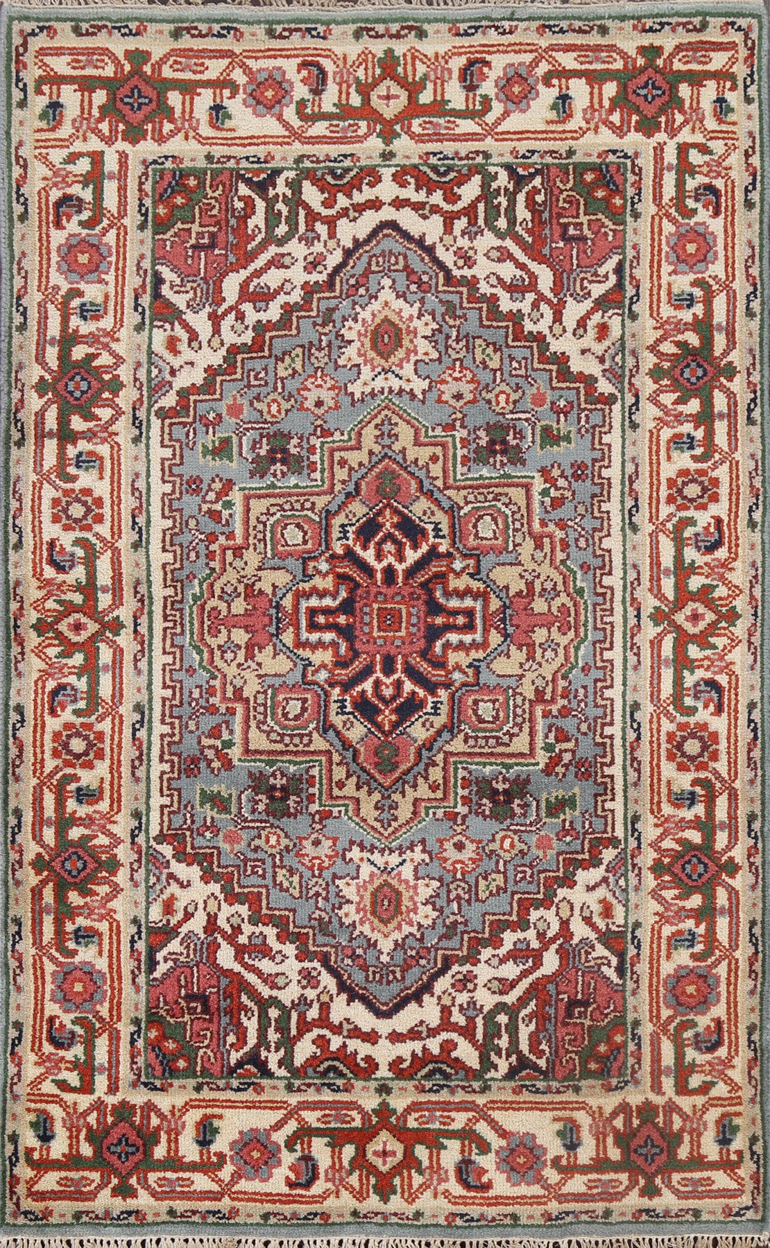 Hand-Knotted Wool Heriz Oriental Area Rug 4x6