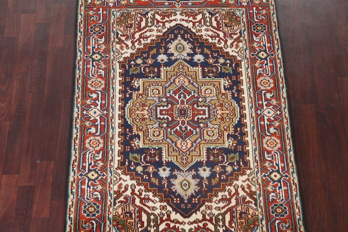 Geometric Wool Heriz Oriental Area Rug 4x6