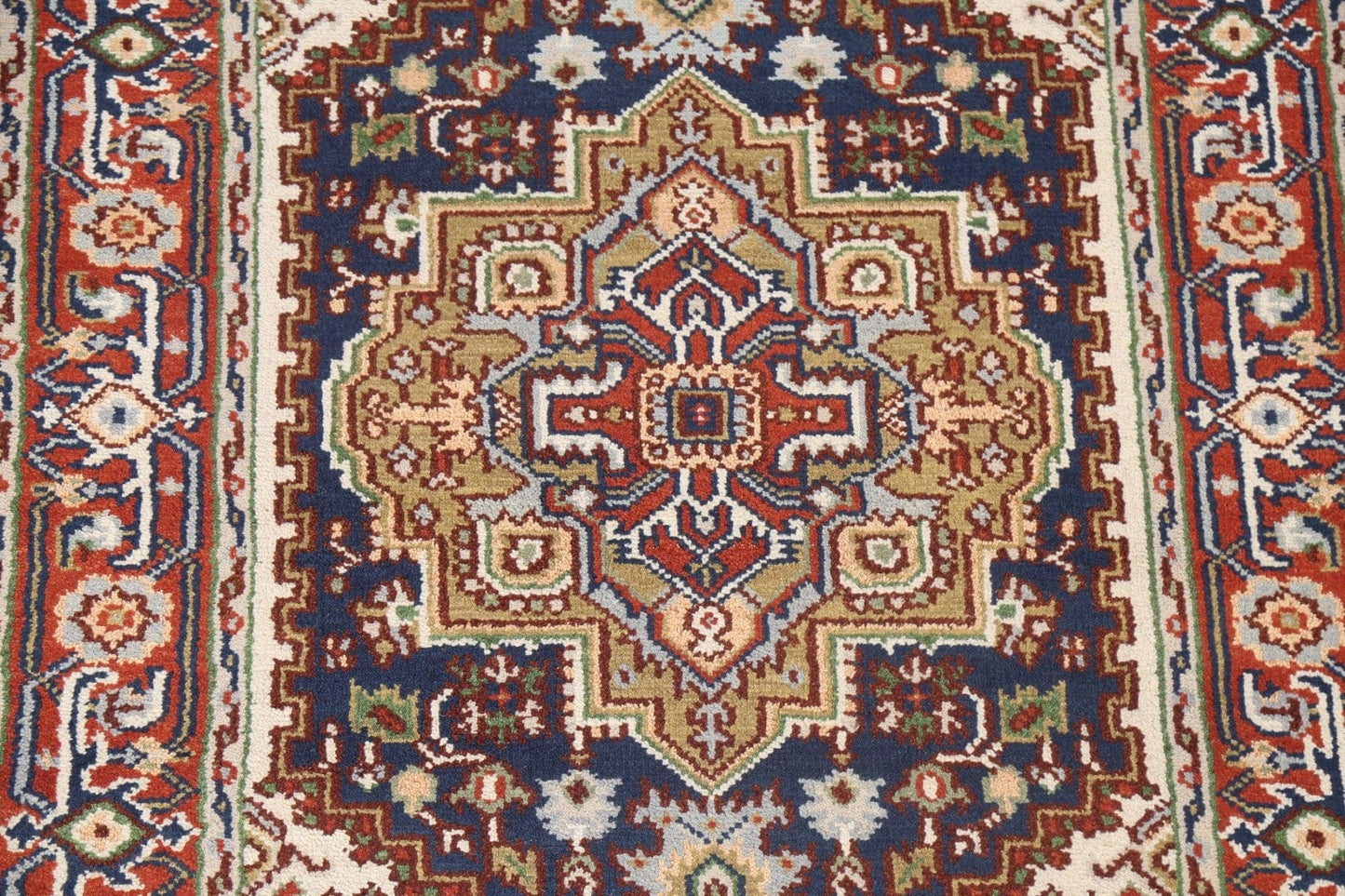 Geometric Wool Heriz Oriental Area Rug 4x6