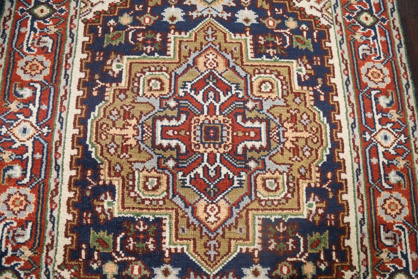 Geometric Wool Heriz Oriental Area Rug 4x6