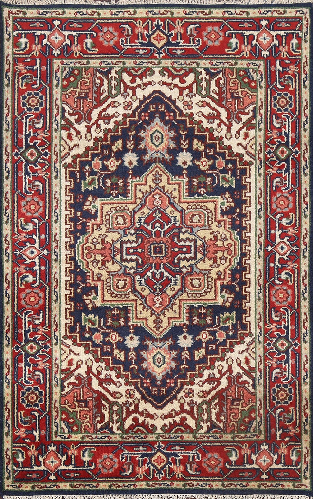 Handmade Wool Heriz Oriental Area Rug 4x6