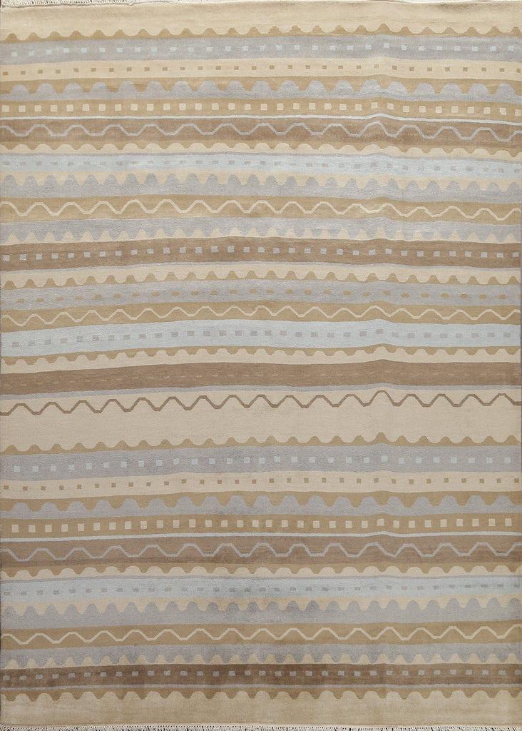 Striped Wool Abstract Oriental Area Rug 8x10