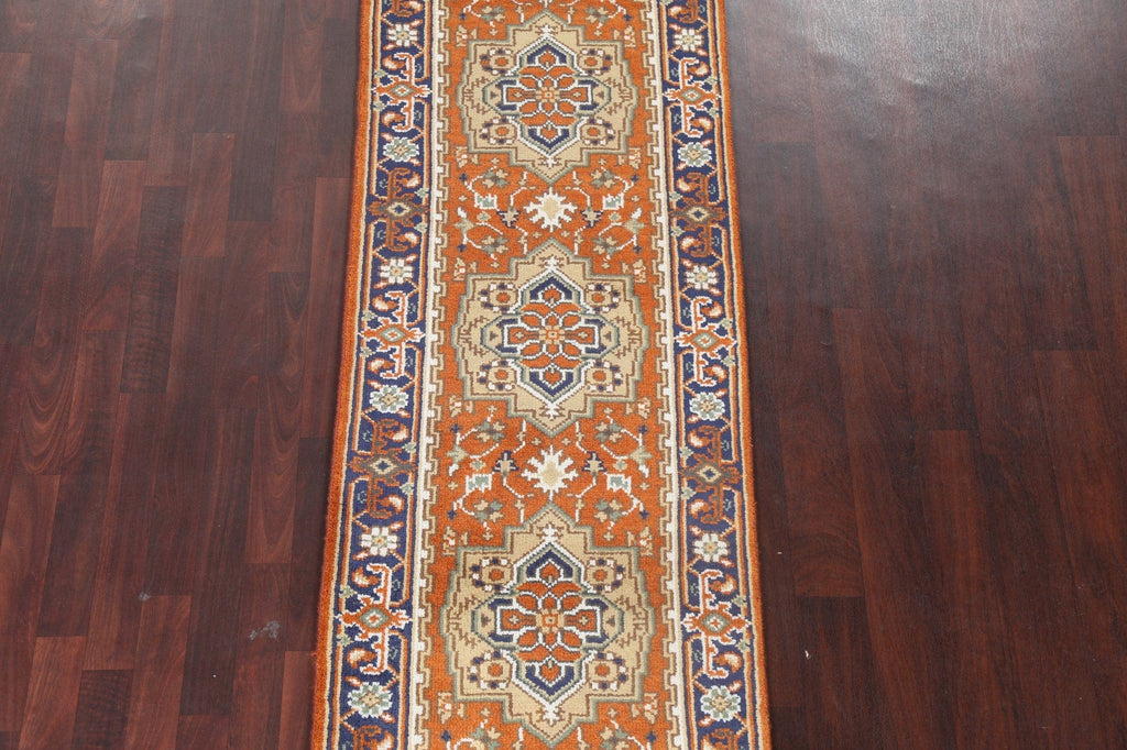 Geometric Wool Heriz Oriental Runner Rug 3x8