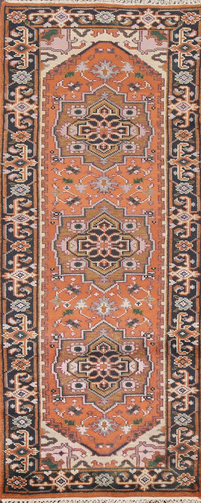 Hand-Knotted Heriz Oriental Runner Rug 3x8