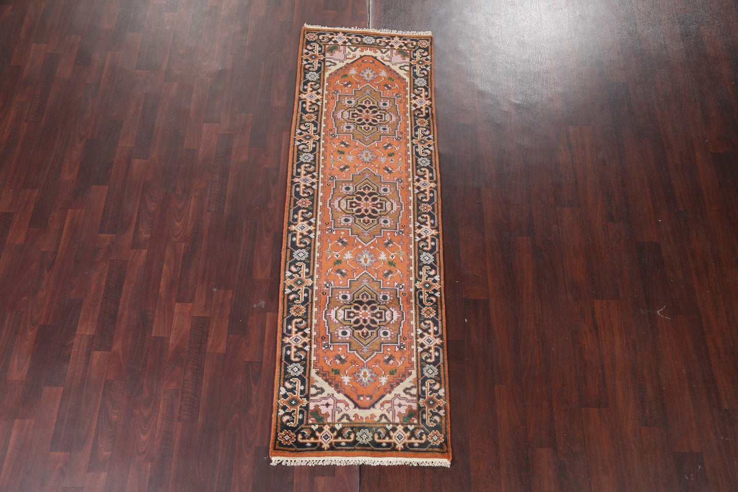 Hand-Knotted Heriz Oriental Runner Rug 3x8